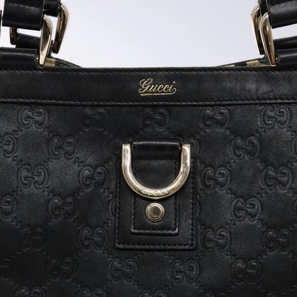 GUCCI GG Canvas Guccissima Tote Bag Leather Black Gold - Picture 8 of 15